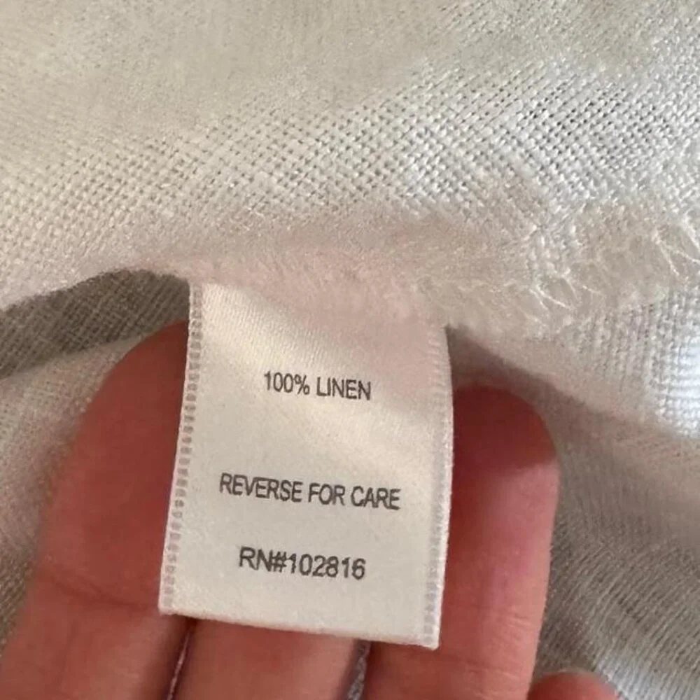 NWOT Garnet Hill White 100% Linen Flowy high neck Shift dress with pockets sz 6 - Picture 3 of 5